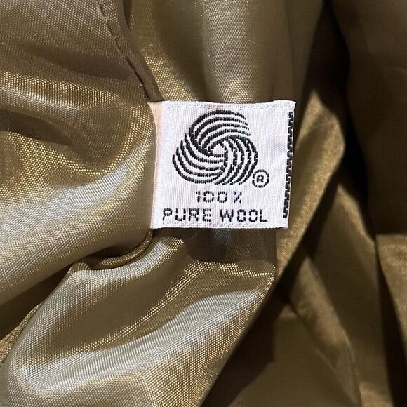 Rare 100% Wool Women Vintage Saville Suit Hunter Green Jacket Skirt Set Size 12 - Picture 10 of 14